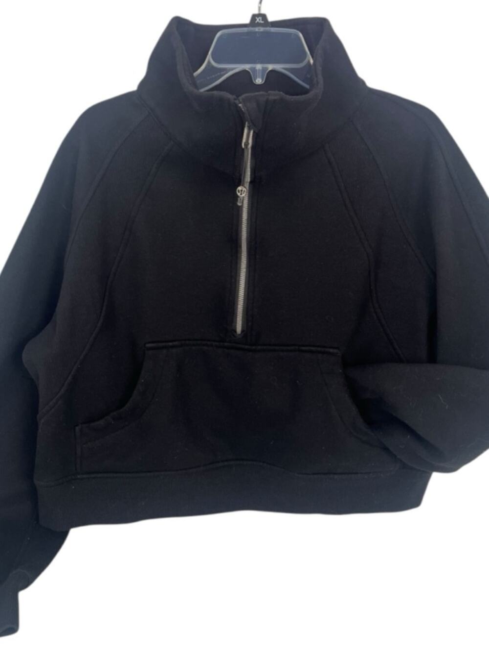 Lululemon Scuba Oversized 1/2 Zip Funnel Neck Sweatshirt Size 8 Black Cropped